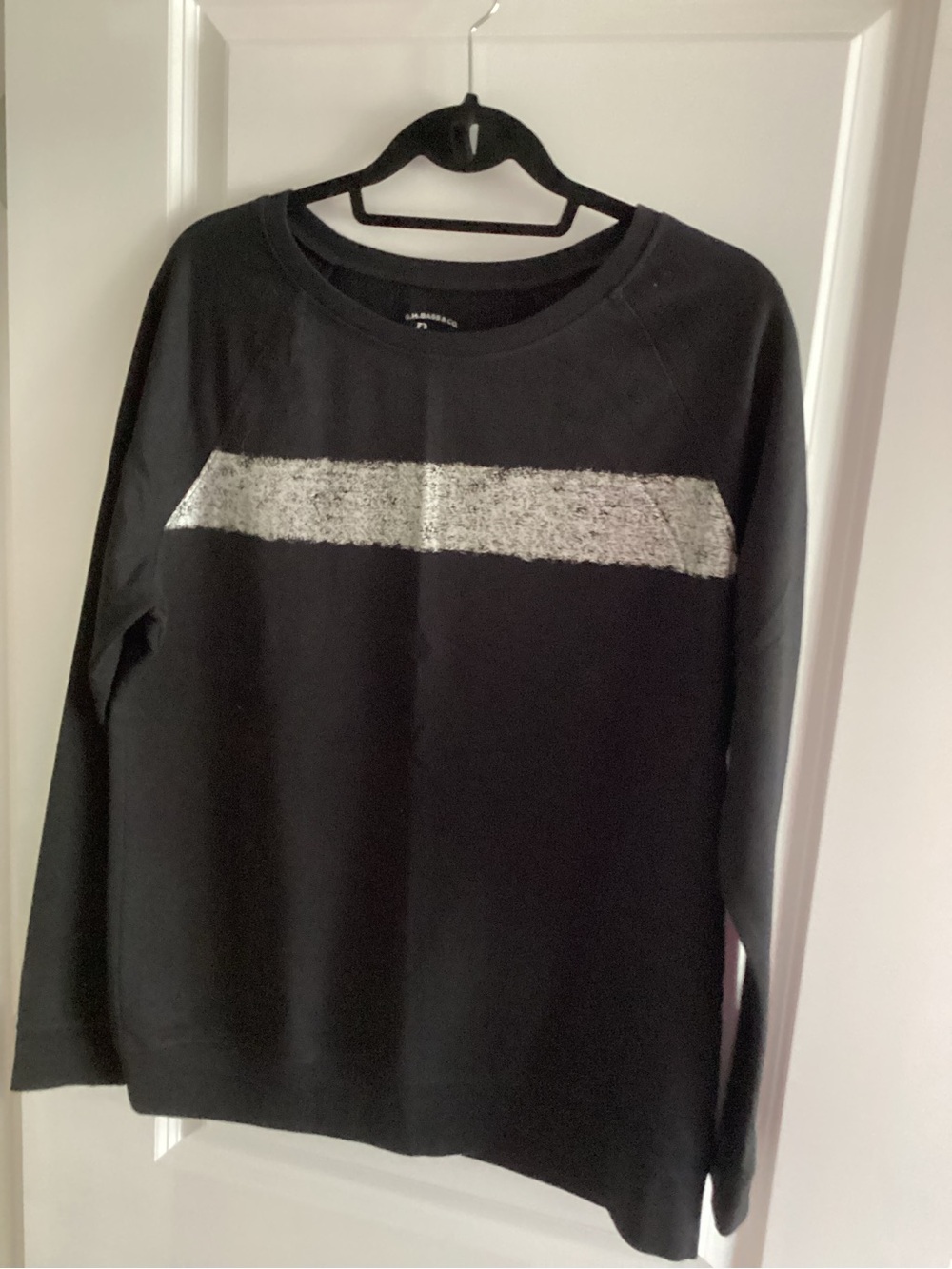 G.H. Bass & Co. Black Crewneck Sweater with Silver Chest Band